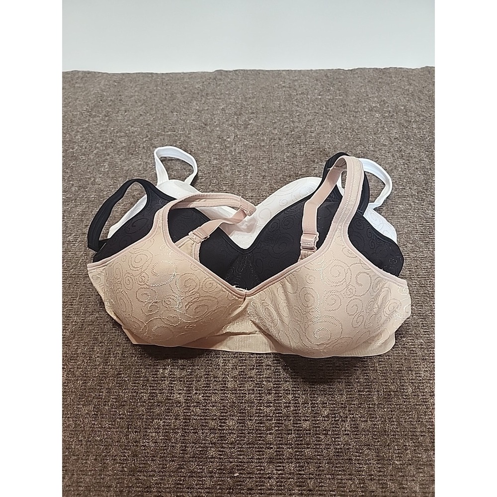 Lot Of 3 Bali Bras Size 42B Padded White Black Beige